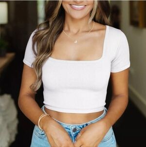 Knit Tank Short Sleeve Slim Fitted Stretchy Knitted Tee Top For Women XL